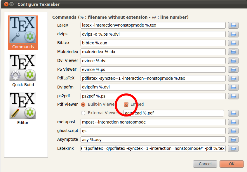 Texmaker embeded viewer